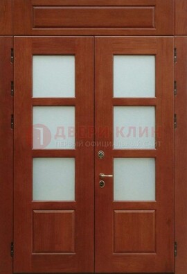 Металлическая парадная дверь со стеклом ДПР-69 для загородного дома в Домодедово