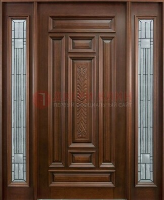 Парадная дверь с резьбой ДПР-70 в кирпичный дом в Домодедово