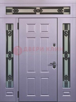 Филенчатая железная парадная дверь с фрамугами ДПР-82 в Домодедово