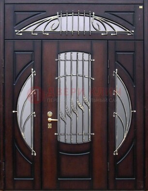 Парадная дверь со стеклянными вставками и ковкой ДПР-9 для улицы в Зеленограде