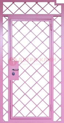 Розовая металлическая решетчатая дверь ДР-15 в Домодедово