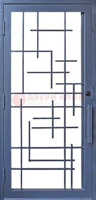 Современная железная решетчатая дверь синяя ДР-31 в Домодедово