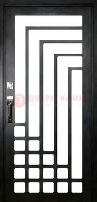 Черная стальная решетчатая дверь в современном стиле ДР-43 в Домодедово