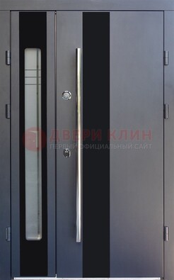 Серая стальная дверь со стеклом ДС-11 в Дубне