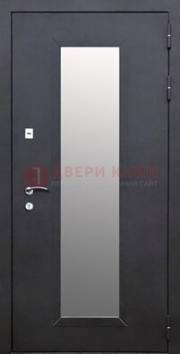 Черная стальная дверь порошок со стеклом ДС-33 в Санкт-Петербурге