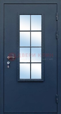 Темная металлическая дверь порошок со стеклом ДС-34 в Домодедово