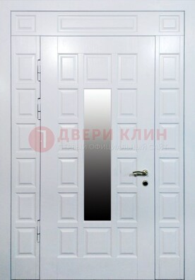 Белая входная дверь с МДФ панелью и стеклом ДС-56 в Волхове