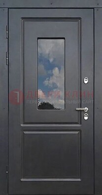 Чёрная металлическая дверь со стеклом ДС-77 в Домодедово