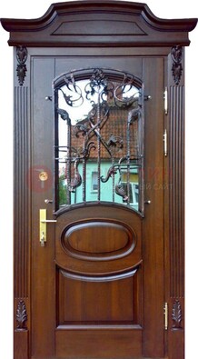 Классическая стальная дверь с Виноритом со стеклом и ковкой ДСК-208 в Шатуре
