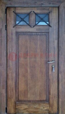 Металлическая дверь с Виноритом со стеклом и ковкой под старину ДСК-209 в Павловском Посаде