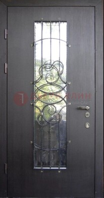 Остекленная стальная дверь с ковкой ДСК-26 в Лыткарино