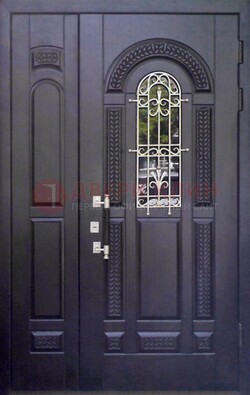 Входная дверь Винорит со стеклом и ковкой с узором ДСК-270 в Домодедово
