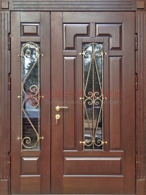 Стальная распашная дверь Винорит стекло и ковка ДСК-274 в Саратове