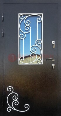 Входная дверь Порошок со стеклом и ковкой ДСК-278 в Куровском