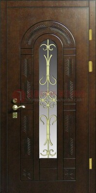 Дизайнерская металлическая дверь со стеклом и ковкой ДСК-50 в Лыткарино