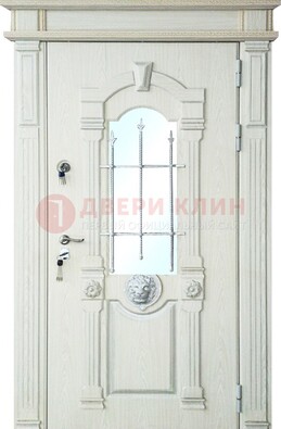 Герметичная входная дверь со стеклом и ковкой с украшением ДСК-64 