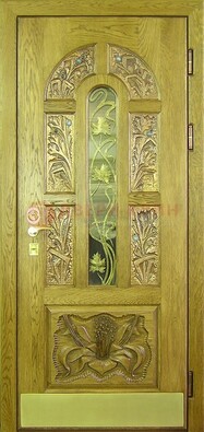 Металлическая дверь со стеклом и ковкой ДСК-90 в гостиницу в Домодедово