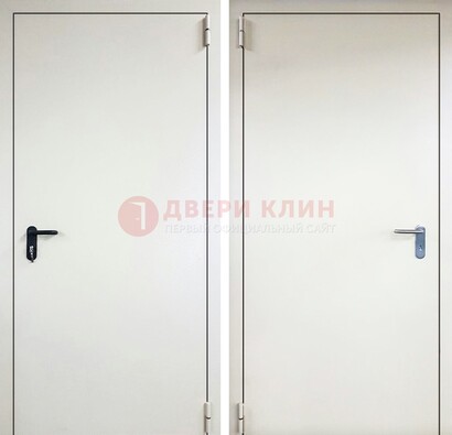 Белая железная техническая дверь ДТ-16 в Домодедово
