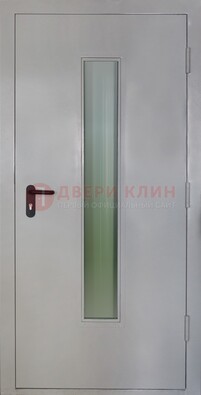 Белая металлическая техническая дверь со стеклянной вставкой ДТ-2 в Краснодаре