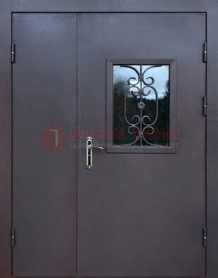 Тамбурная дверь Порошок со стеклом и ковкой ДТМ-48 в Домодедово