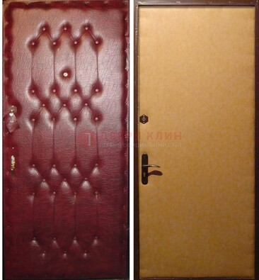 Бордовая металлическая дверь с винилискожей ДВ-1 в Яхроме