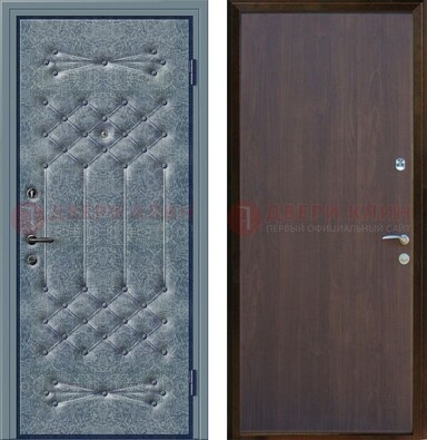 Серая металлическая дверь с винилискожей ДВ-35 в Домодедово