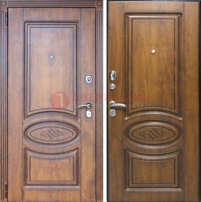 Коричневая металлическая дверь с виноритом ДВТ-10 в Домодедово