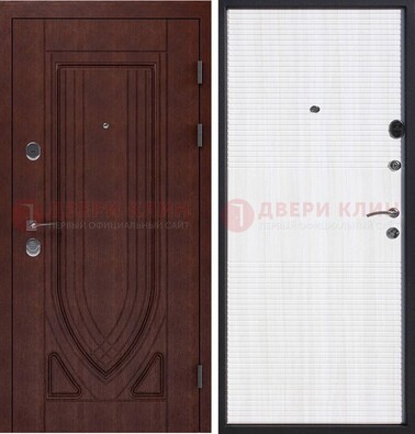 Уличная темная филенчатая дверь с виноритом и МДФ Белый ясень ДВТ-141 в Домодедово