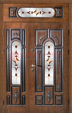 Элитная дверь цвета дуб с виноритом и витражом ДВТ-177 в Видном
