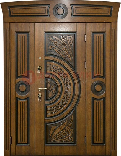 Парадная входная дверь с виноритом и узором ДВТ-194