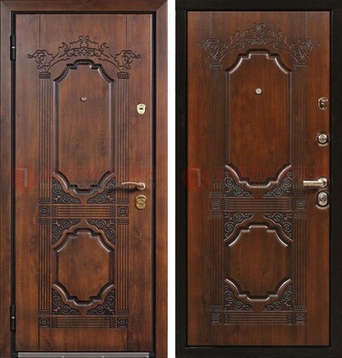 Коричневая железная дверь с виноритом и узором ДВТ-211 в Домодедово