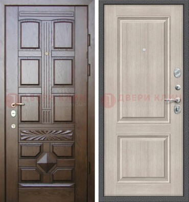 Коричневая металлическая дверь с виноритом ДВТ-223 в Домодедово