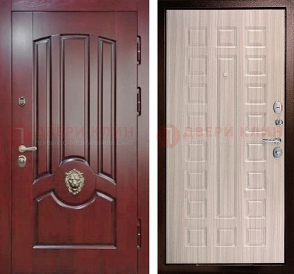 Темно-красная входная дверь с виноритом ДВТ-234 в Домодедово
