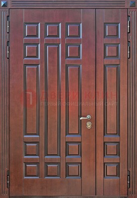 Коричневая полуторная металическая дверь с виноритом ДВТ-240 в Домодедово