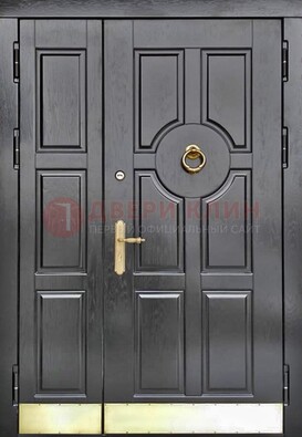 Черная металическая дверь с виноритом для дома ДВТ-241 в Домодедово