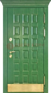 Входная зеленая дверь с виноритом для коттеджа ДВТ-249 в Нижнем Новгороде