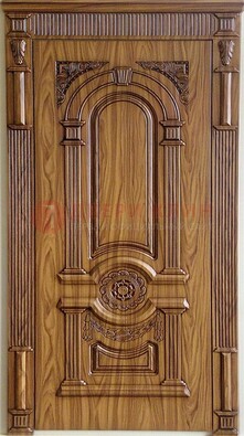 Коричневая металлическая дверь с виноритом ДВТ-61 в Домодедово