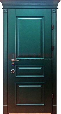 Зеленая входная филенчатая дверь с виноритом ДВТ-62 в Домодедово