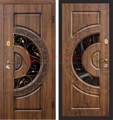 Металлическая дверь с виноритом и панелью Золотой Дуб ДВТ-71 в Домодедово