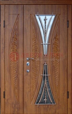 Входная классическая дверь с терморазрывом и коричневым МДФ ДВТ-76 в Домодедово