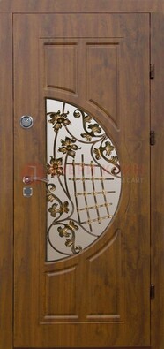 Стальная филенчатая дверь с виноритом ковкой и стеклом ДВТ-84 