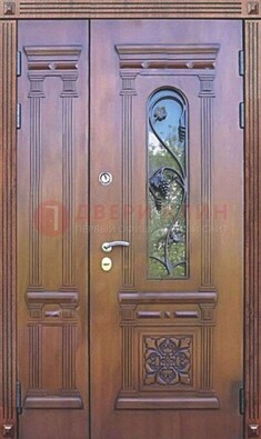 Железная коричневая филенчатая дверь с виноритом и МДФ ДВТ-85 в Кирове
