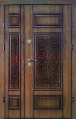 Входная железная дверь с виноритом и резьбой ДВТ-96 в Домодедово