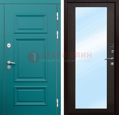 Входная дверь терморазрыв Итальянский орех c виноритом и МДФ с зеркалом ДЗ-122 в Домодедово
