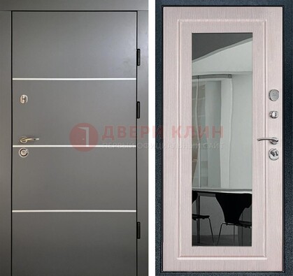 Черная металлическая дверь с зеркалом ДЗ-12 в Домодедово