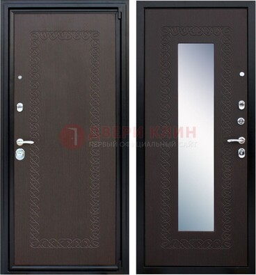 Темная стальная дверь с зеркалом ДЗ-20 в Домодедово