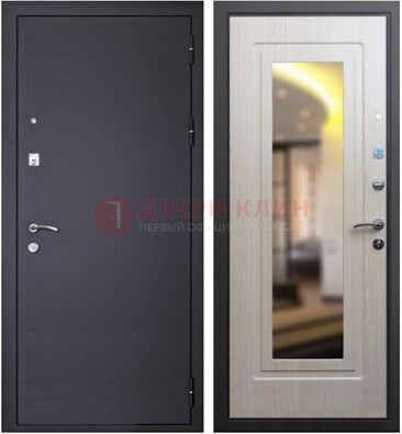 Черная металлическая дверь с зеркалом ДЗ-26 в Домодедово