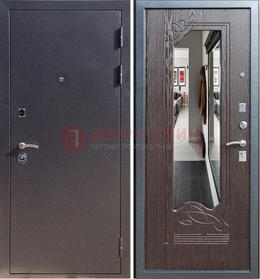 Черная входная дверь с зеркалом МДФ внутри ДЗ-29 в Домодедово