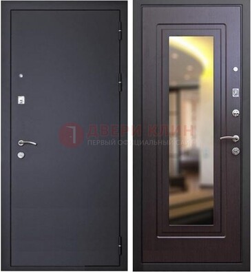 Черная железная дверь с зеркалом ДЗ-30 в Вологде