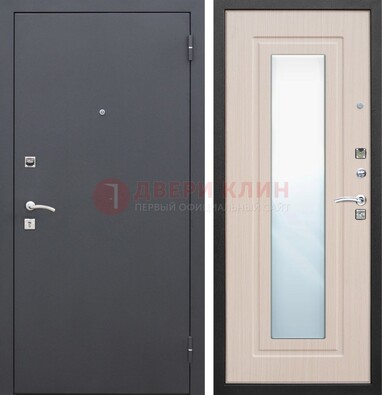 Черная входная дверь с зеркалом МДФ внутри ДЗ-31 в Саратове
